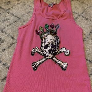 *sold*Swarovski Crystal pink ribbed tank top